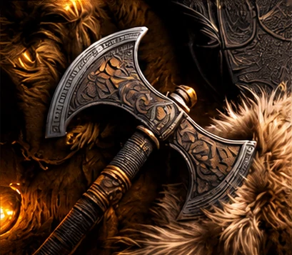Gegraveerde Vikingbijl op een vacht